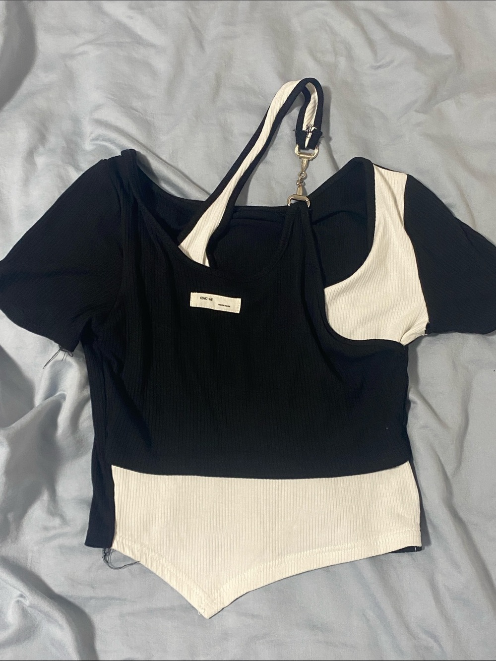 Colorblock Black and White Women’s Ribbed Top
